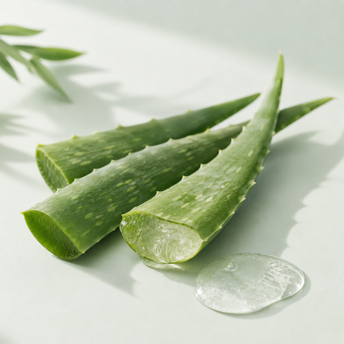 Fresh aloe vera leaves and gel