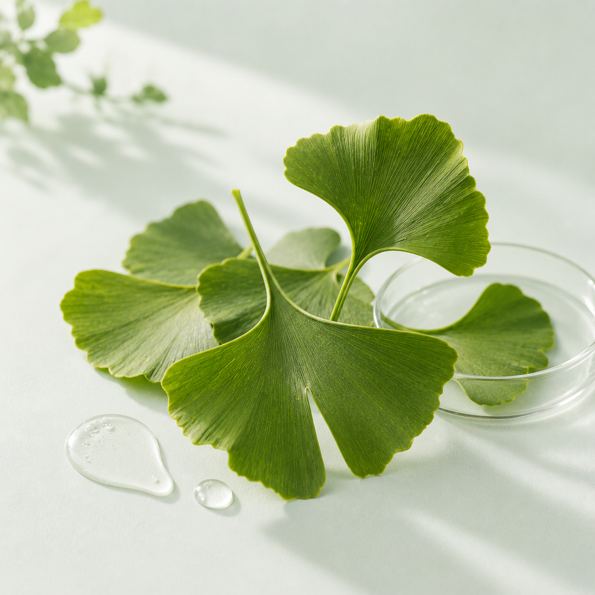 Fresh ginkgo biloba leaves