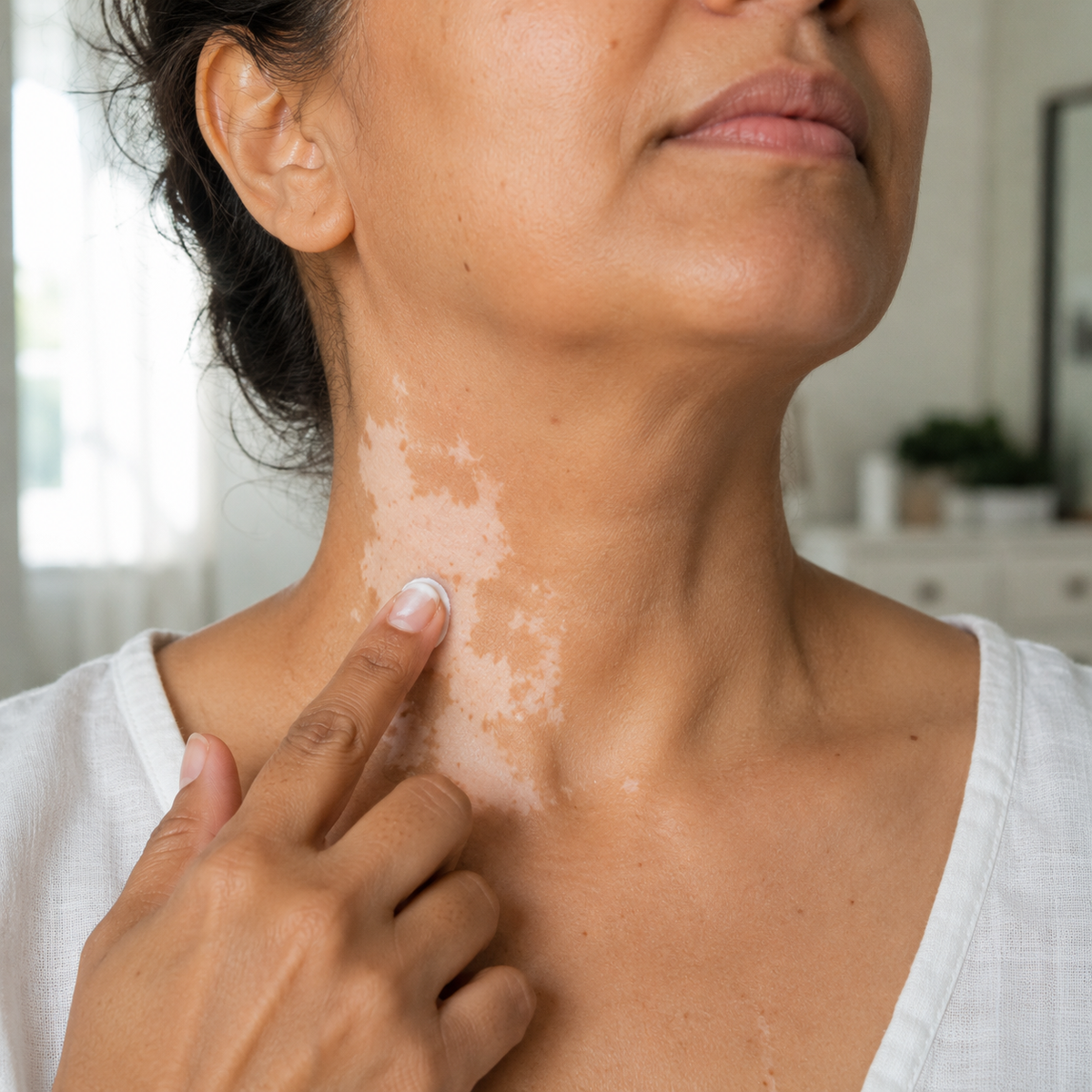 Ceoerty application on the neck