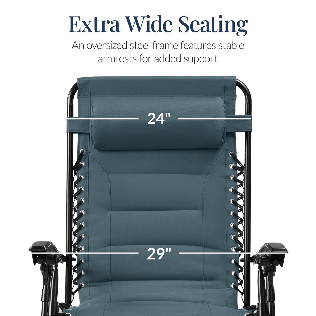 Oversized Padded Zero Gravity Chair, Folding Recliner w/ Headrest, Side Tray