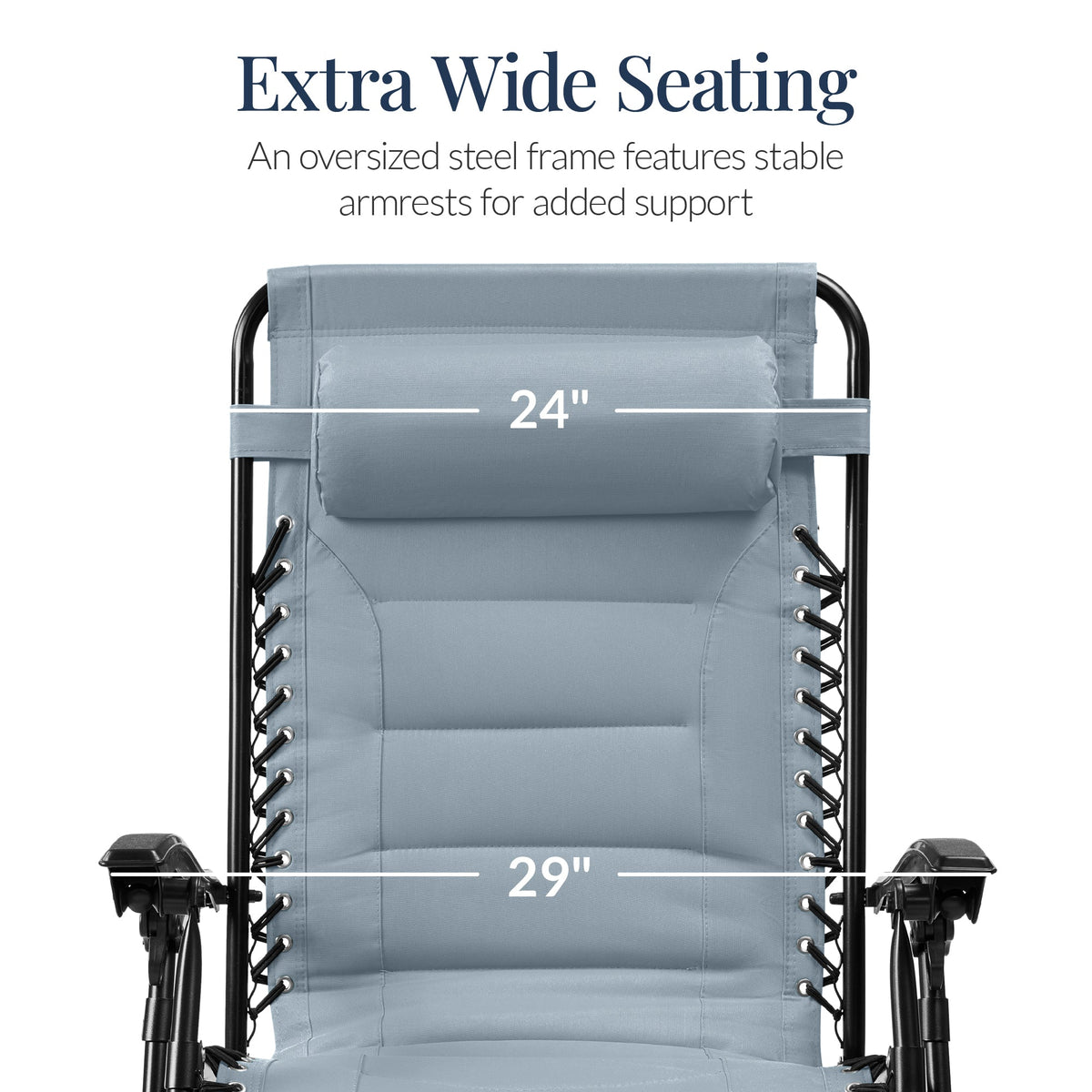 Oversized Padded Zero Gravity Chair, Folding Recliner w/ Headrest, Side Tray