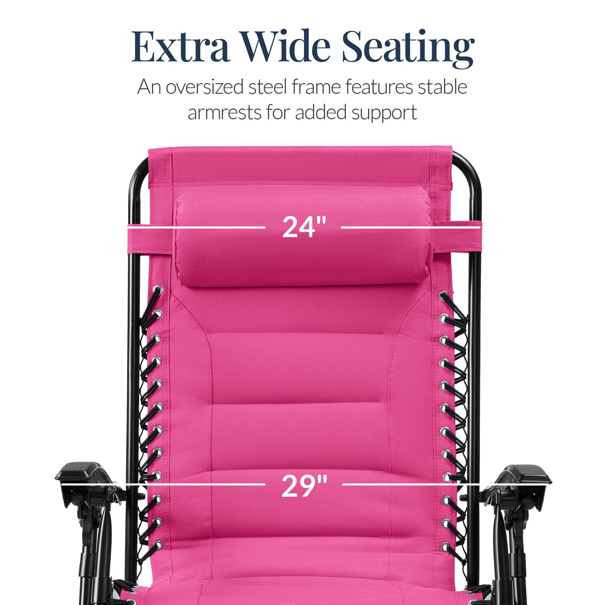 Oversized Padded Zero Gravity Chair, Folding Recliner w/ Headrest, Side Tray