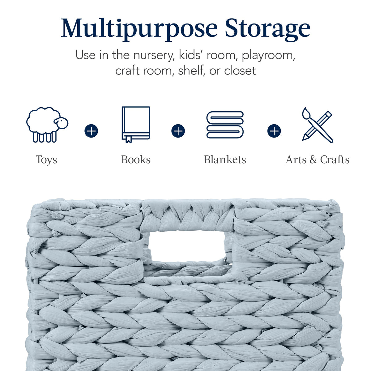 Set of 5 Collapsible Hyacinth Storage Baskets w/ Inserts - 10.5x10.5in