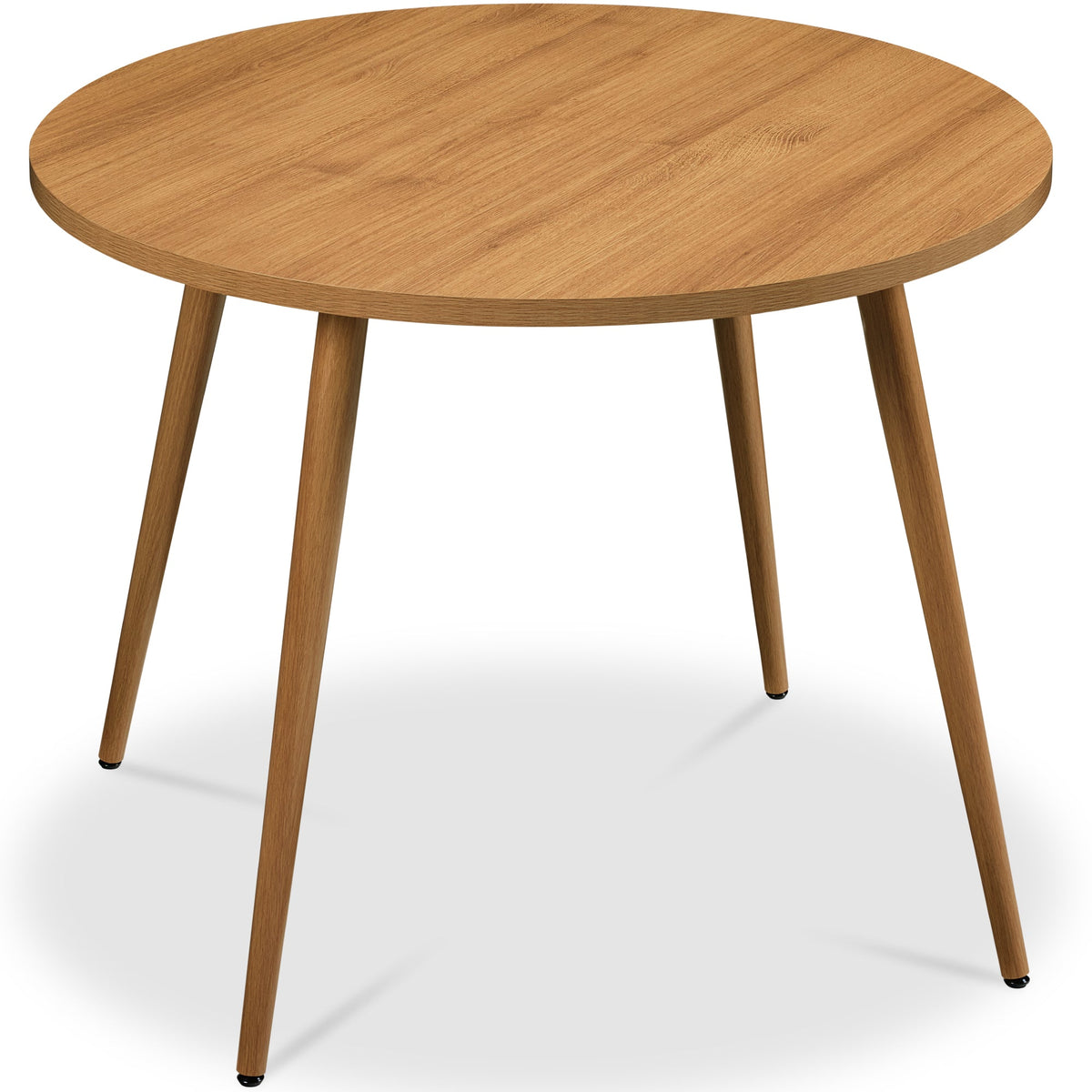 Round Mid-Century Modern 35.5in Dining Table, Dinette for Home or Kitchen w/Wood Finish Steel Legs