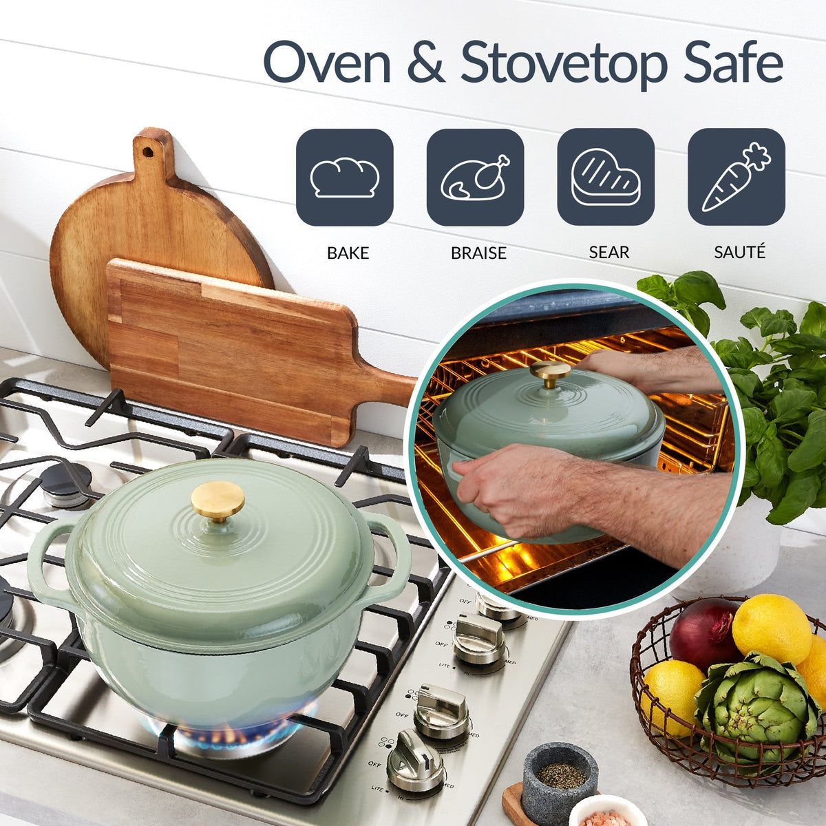 6-Piece Enameled Cast Iron Cookware Set