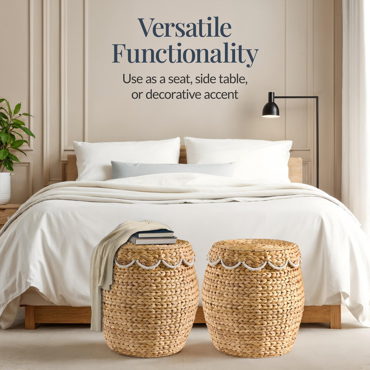 Scalloped Hyacinth Storage Tote Basket