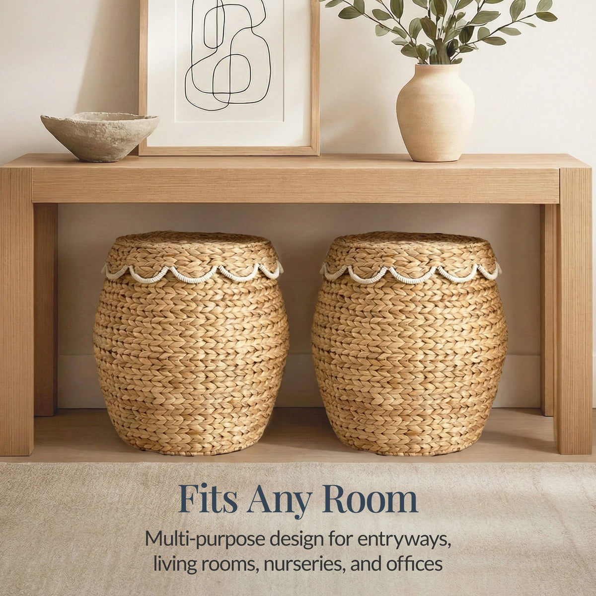 Scalloped Hyacinth Storage Tote Basket