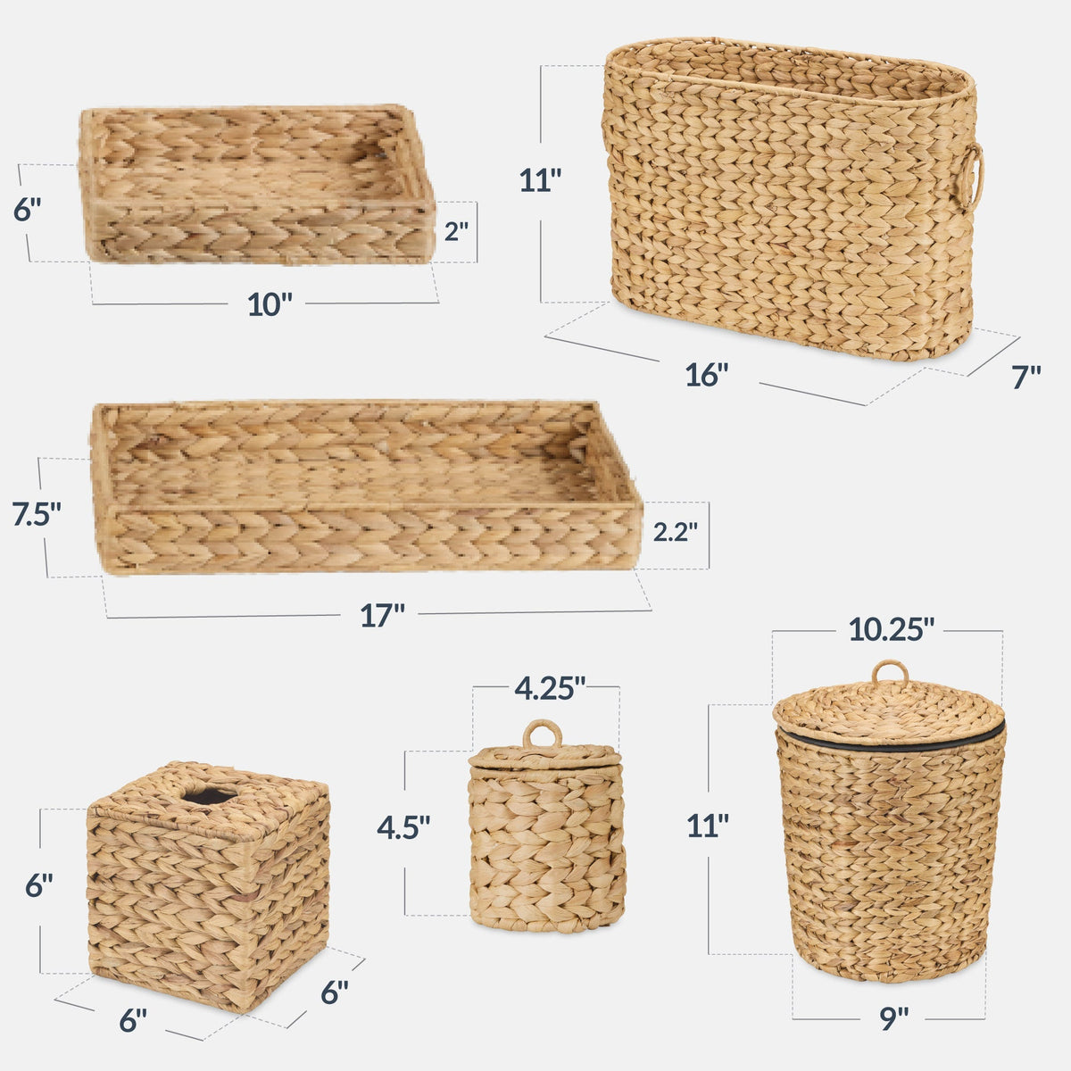 6-Piece Water Hyacinth Bathroom Set