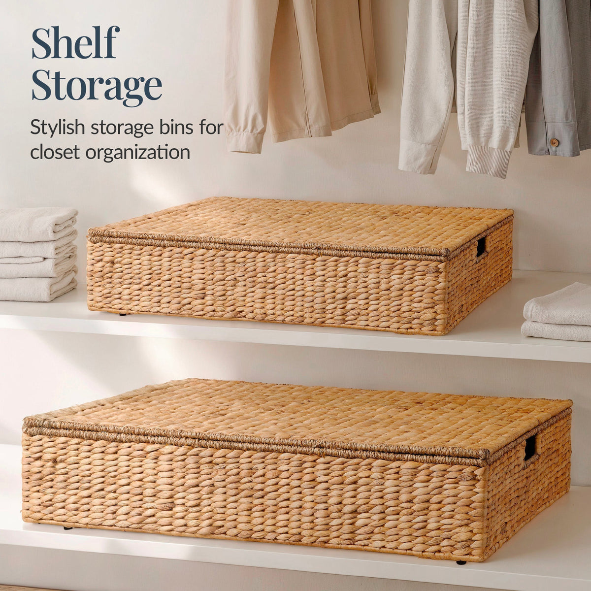 2 PC Water Hyacinth Nesting Underbed Storage Baskets