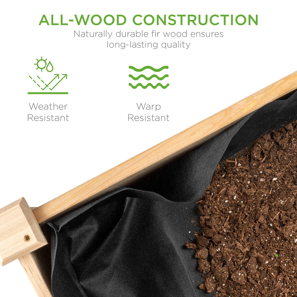 Raised Garden Bed, Elevated Wooden Planter Box w/ Foot Caps - 48x24x30in