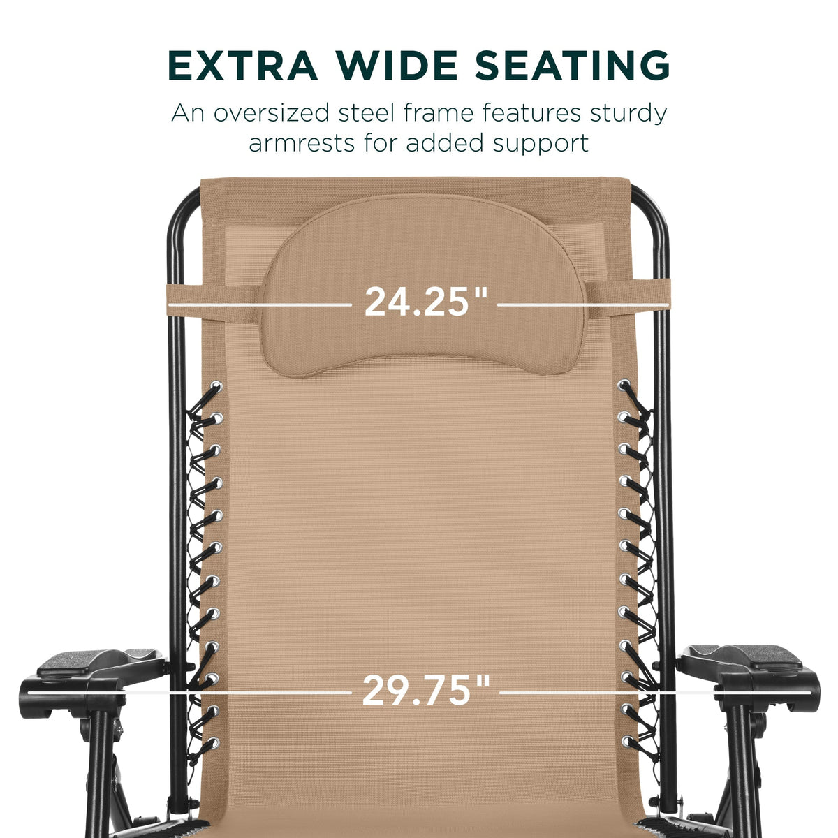 Oversized Reclining Zero Gravity Chair Lounger w/ Cup Holder, Pillow