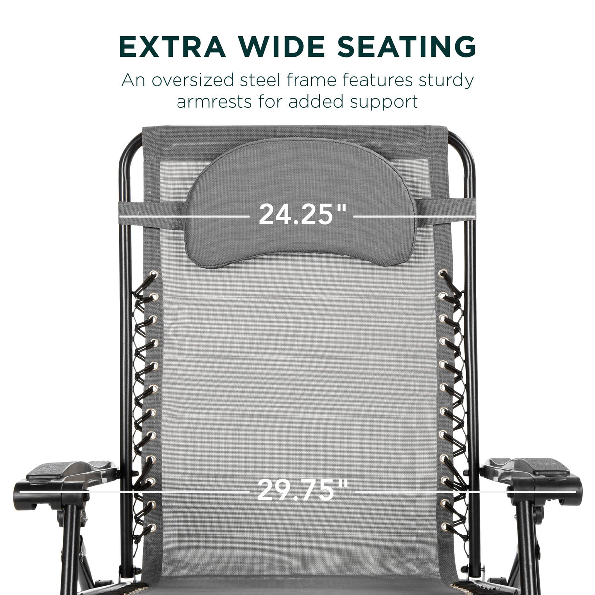 Oversized Reclining Zero Gravity Chair Lounger w/ Cup Holder, Pillow