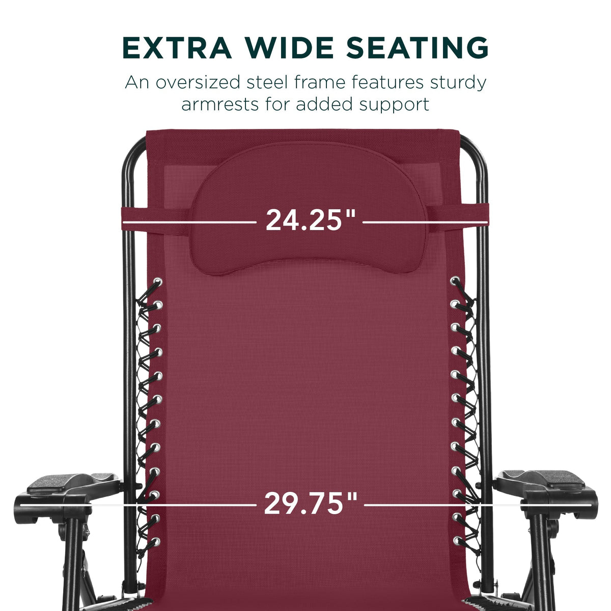 Oversized Reclining Zero Gravity Chair Lounger w/ Cup Holder, Pillow