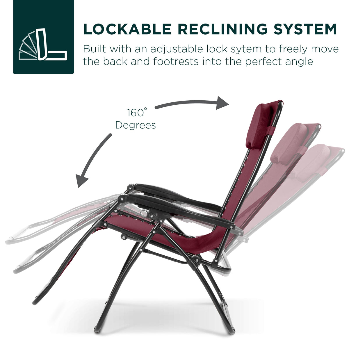 Oversized Reclining Zero Gravity Chair Lounger w/ Cup Holder, Pillow
