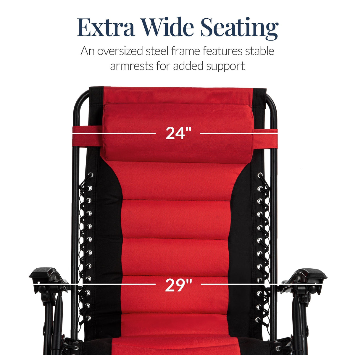 Oversized Padded Zero Gravity Chair, Folding Recliner w/ Headrest, Side Tray