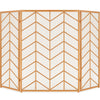 3-Panel Iron Chevron Fireplace Screen w/ Handles - 52x31in
