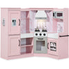 Pretend Play Corner Kitchen Wooden Toy Set for Kids w/ Lights, Sounds