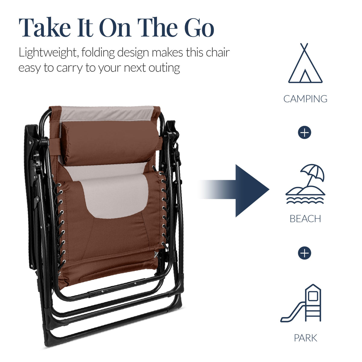 Oversized Padded Zero Gravity Chair, Folding Recliner w/ Headrest, Side Tray