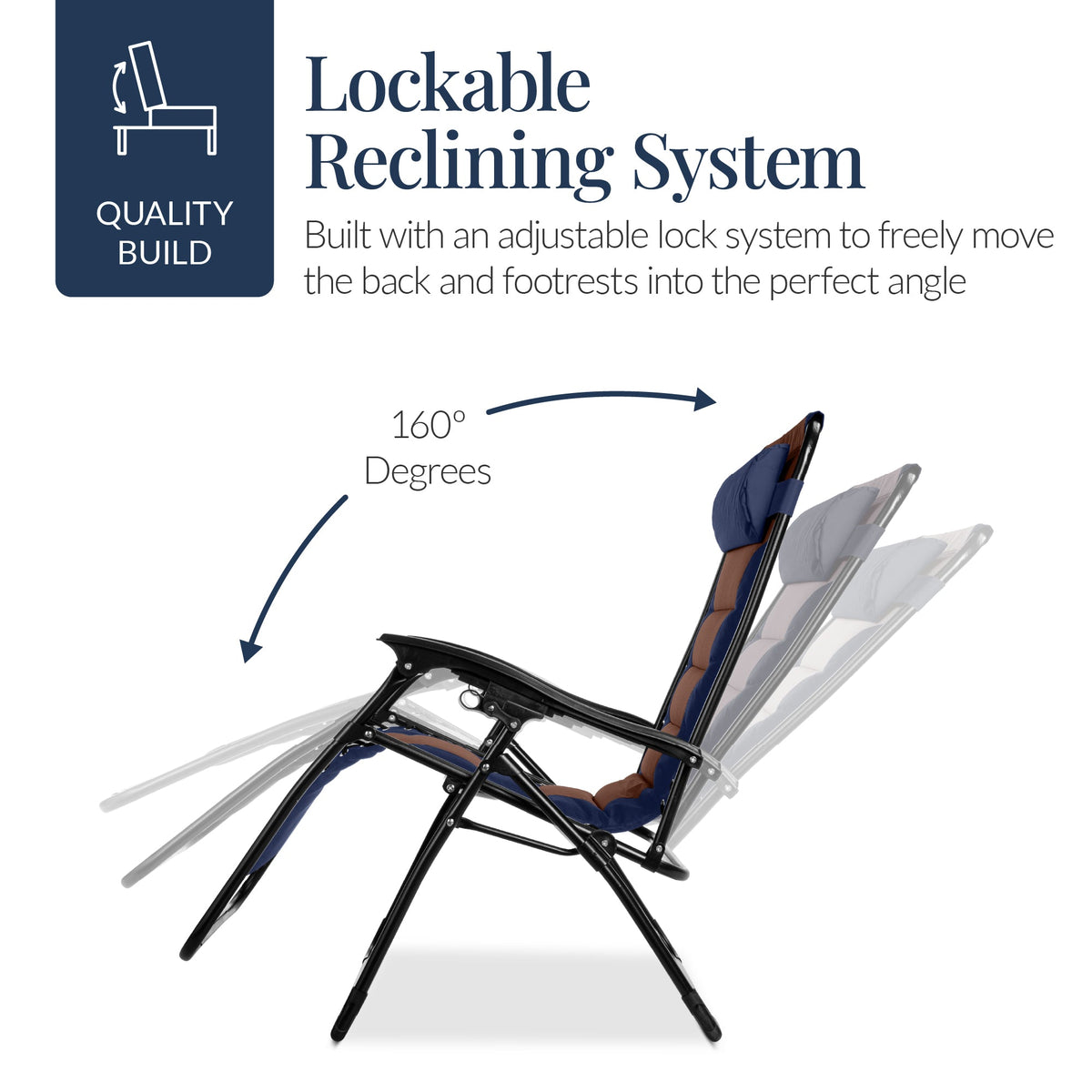 Oversized Padded Zero Gravity Chair, Folding Recliner w/ Headrest, Side Tray