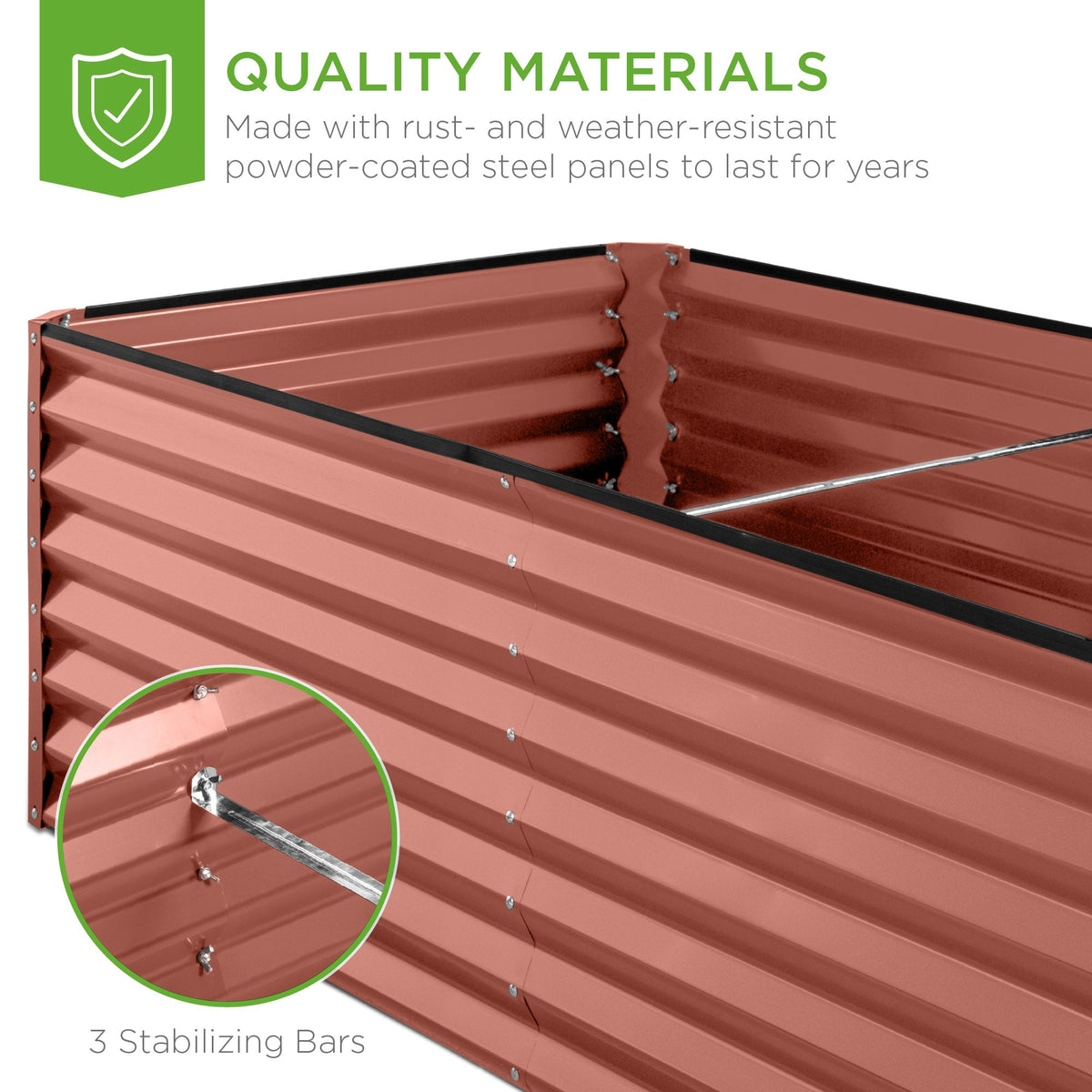 Outdoor Metal Raised Garden Bed for Vegetables, Flowers, Herbs - 8x4x2ft