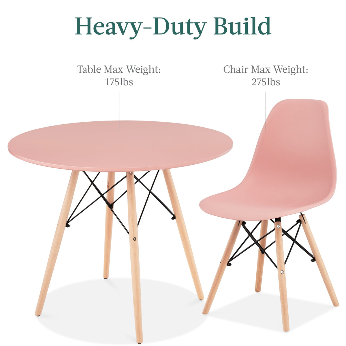 5-Piece Mid-Century Modern Dining Set w/ 4 Chairs, Wooden Legs, Metal Frame