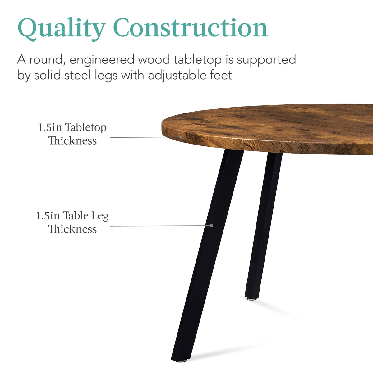 Round Dining Table w/Steel Legs