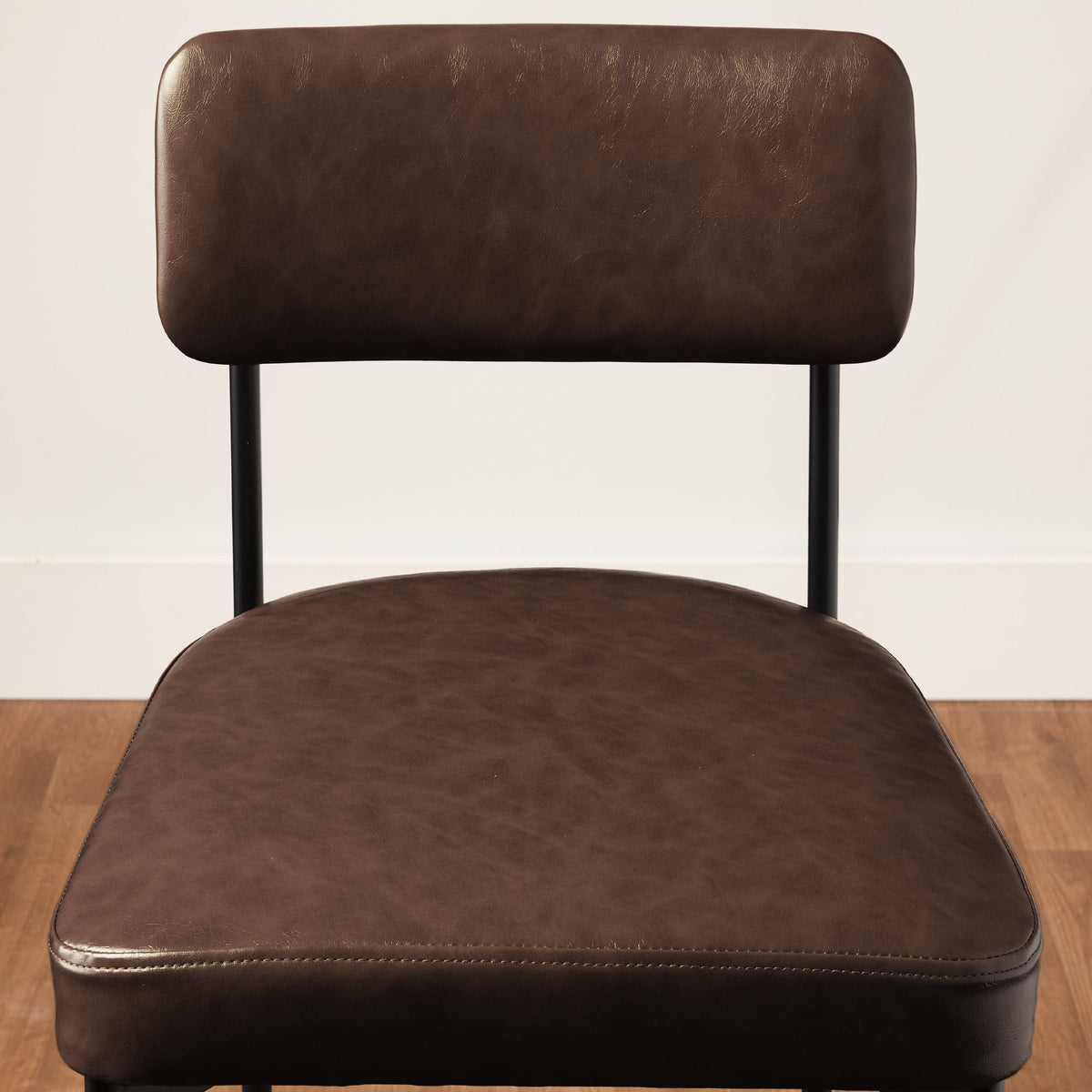 Set of 2 Armless Counter Height Bar Stools, Modern PU Faux Leather Stools