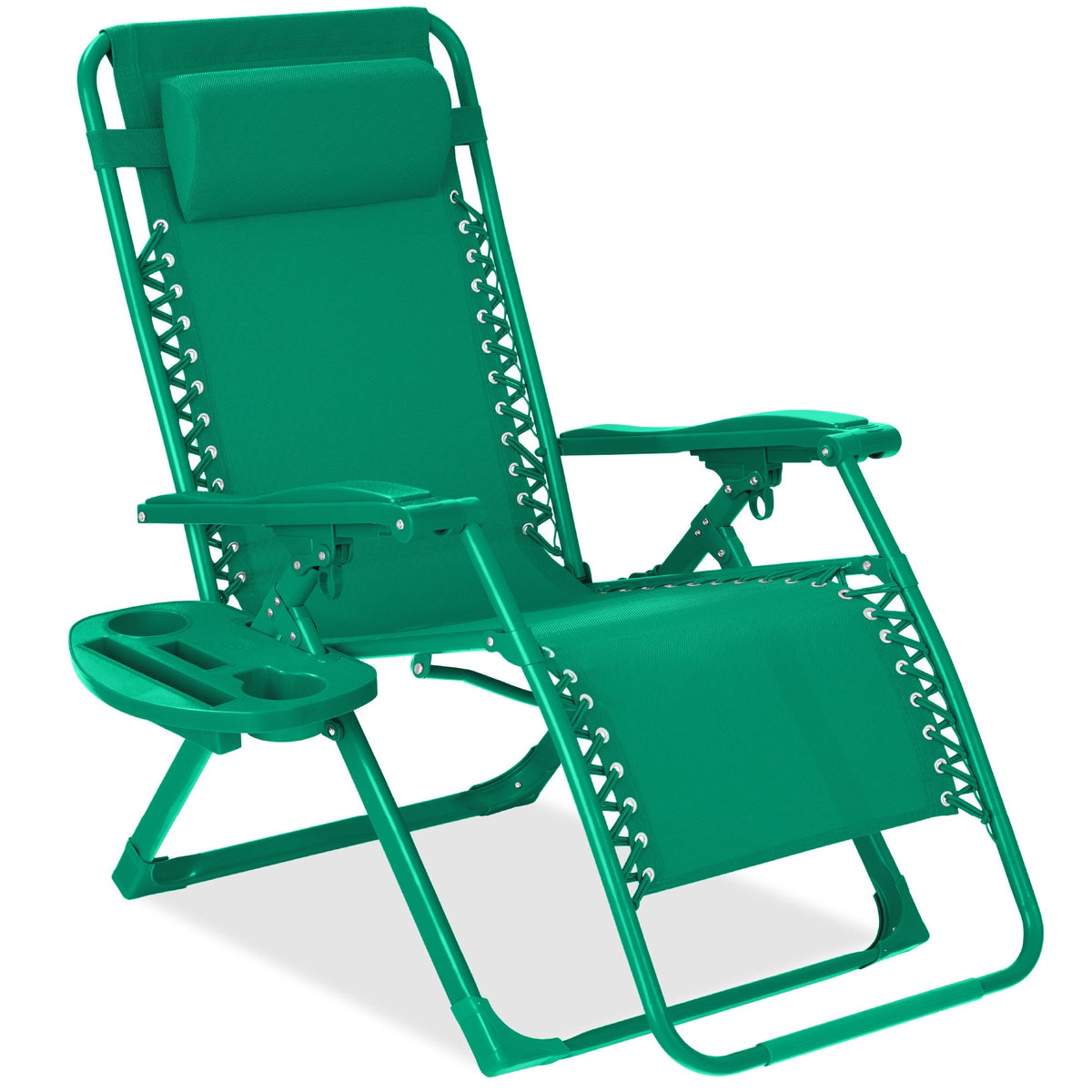 Monochromatic Zero Gravity Patio Chair Recliner w/ Side Tray, Headrest