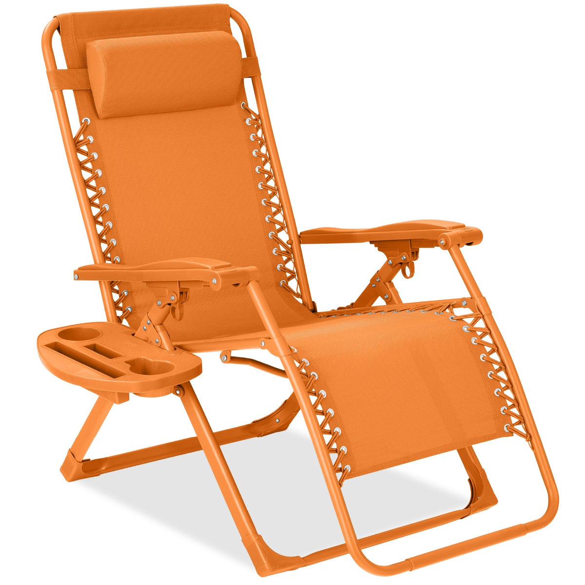 Monochromatic Zero Gravity Patio Chair Recliner w/ Side Tray, Headrest