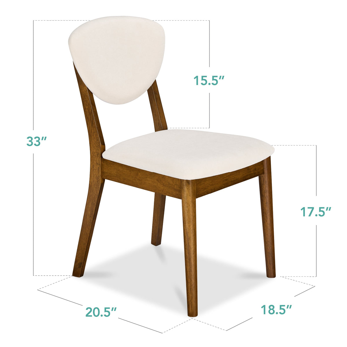 2-Piece Mid-Century Modern Wood &Upholstered Dining Chair Set
