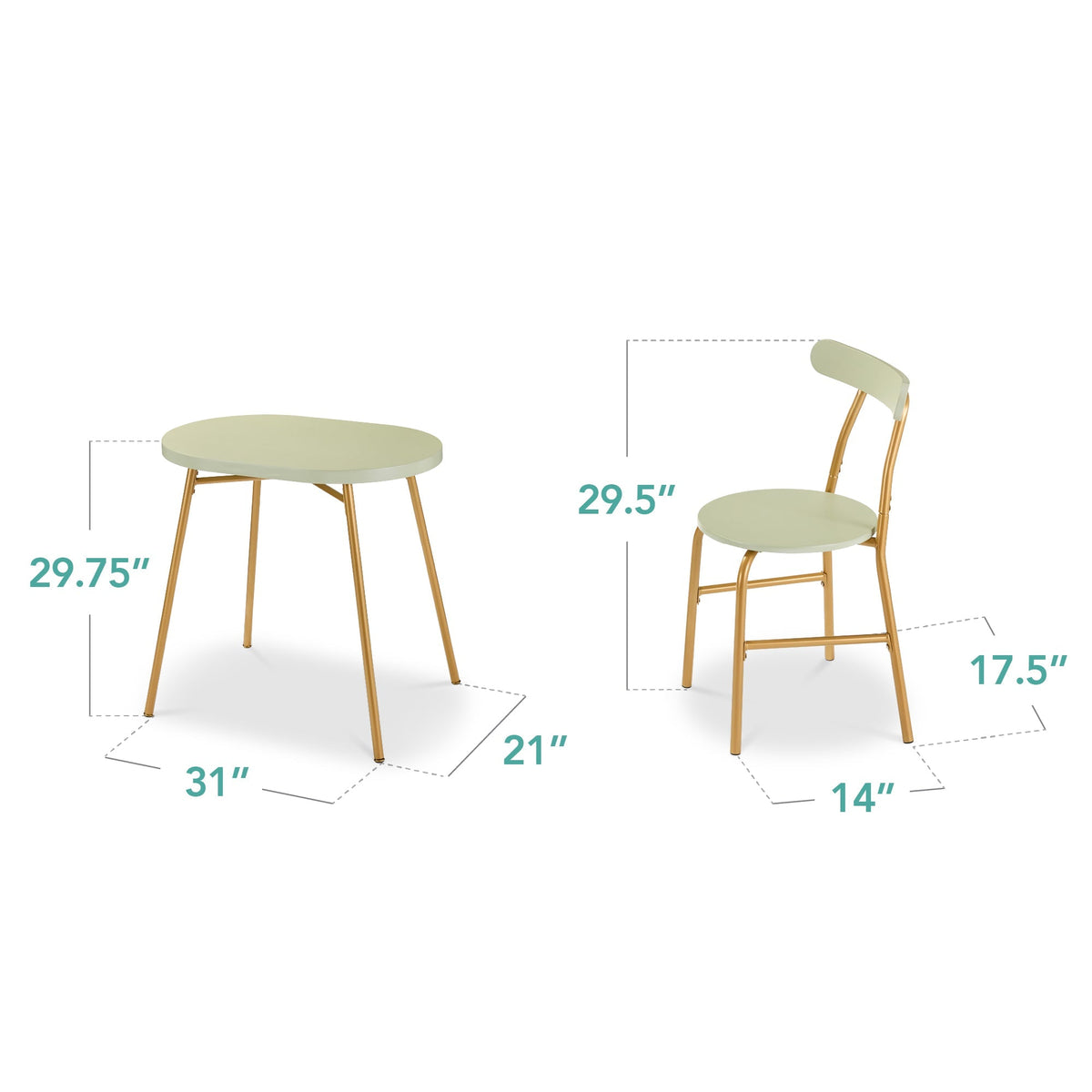 3-Piece Oval Dining Table Set, Small Kitchen Set w/ 2 Chairs