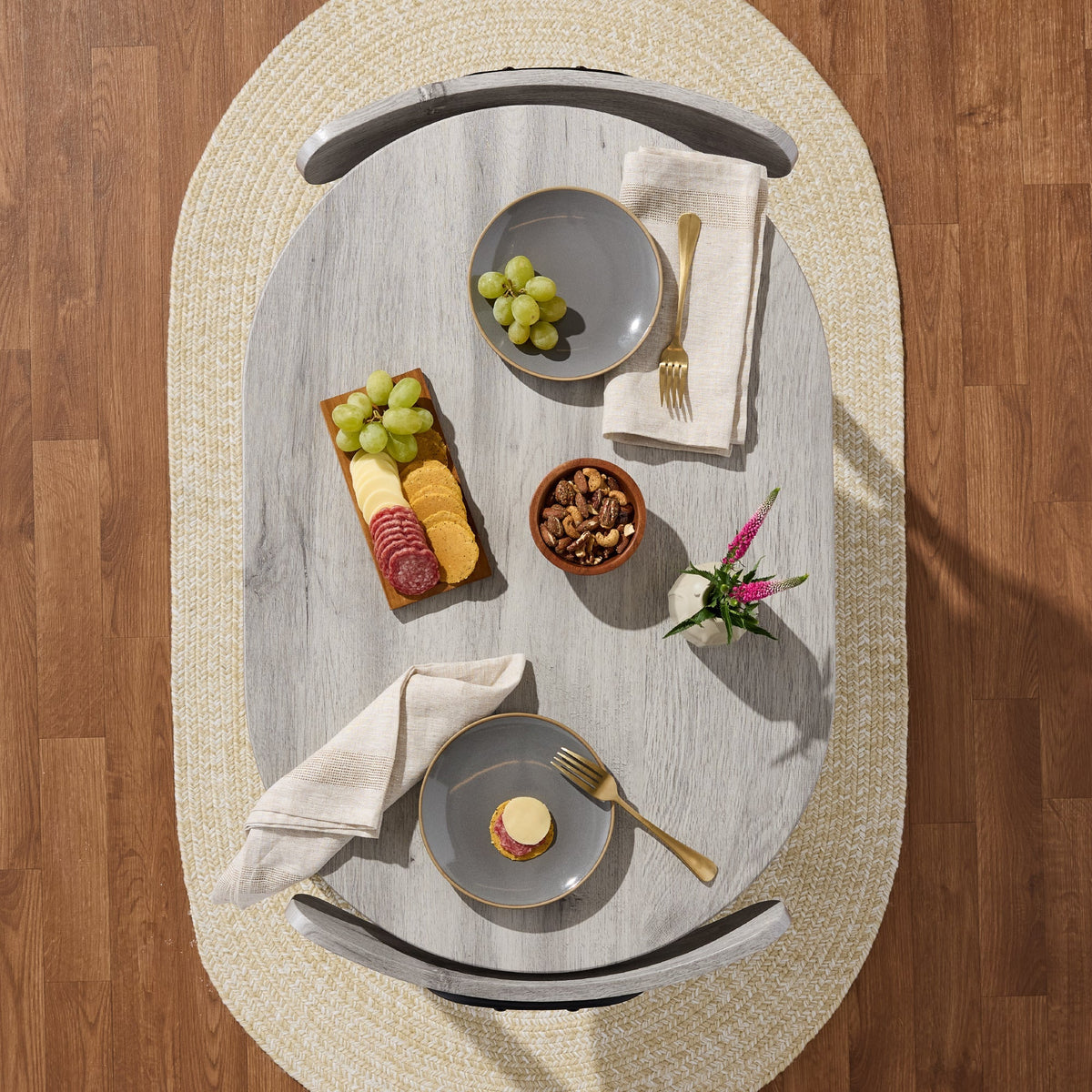 3-Piece Oval Dining Table Set, Small Kitchen Set w/ 2 Chairs