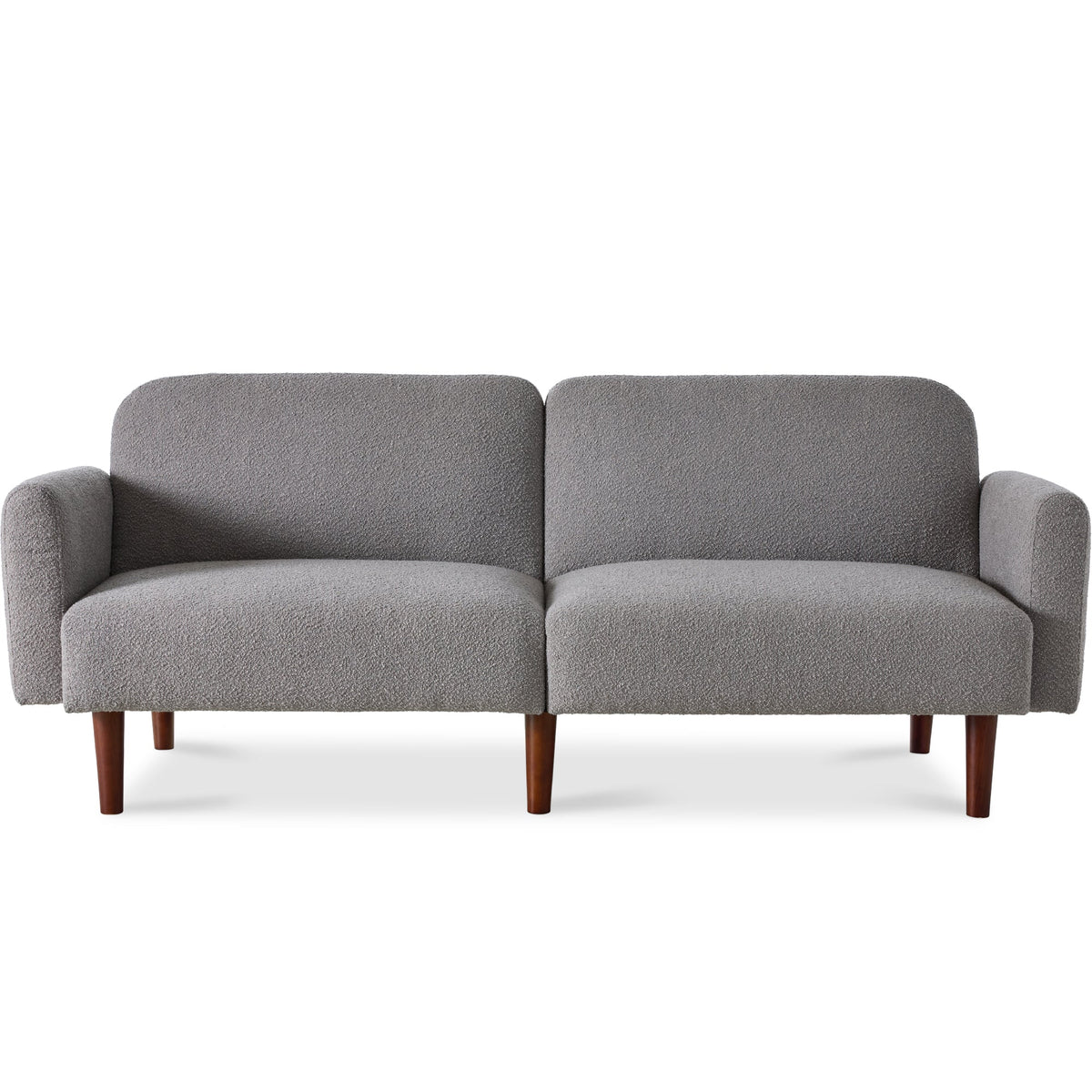 Curved Convertible Futon, Boucle Fabric Split-Back Sleeper Bed