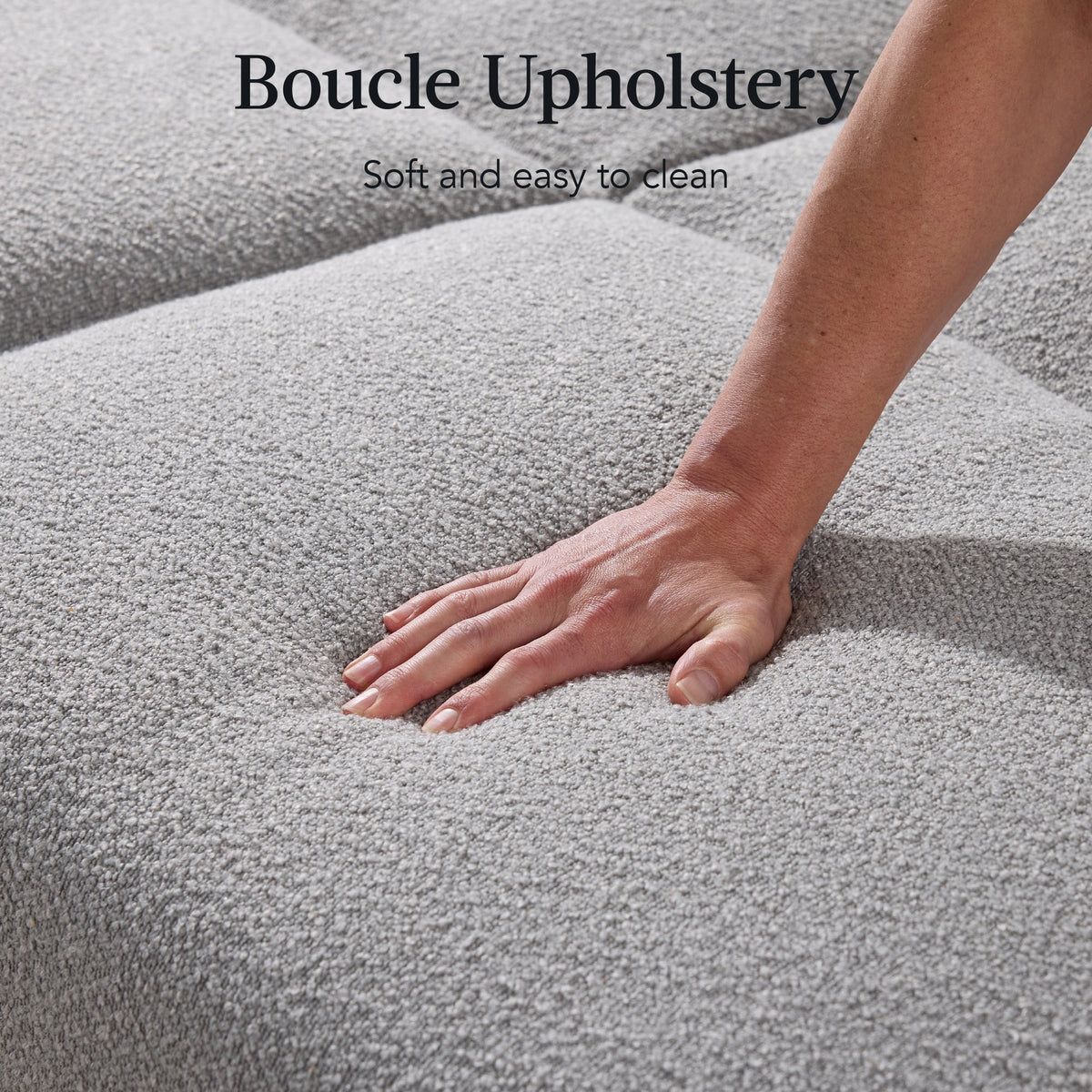 Curved Convertible Futon, Boucle Fabric Split-Back Sleeper Bed
