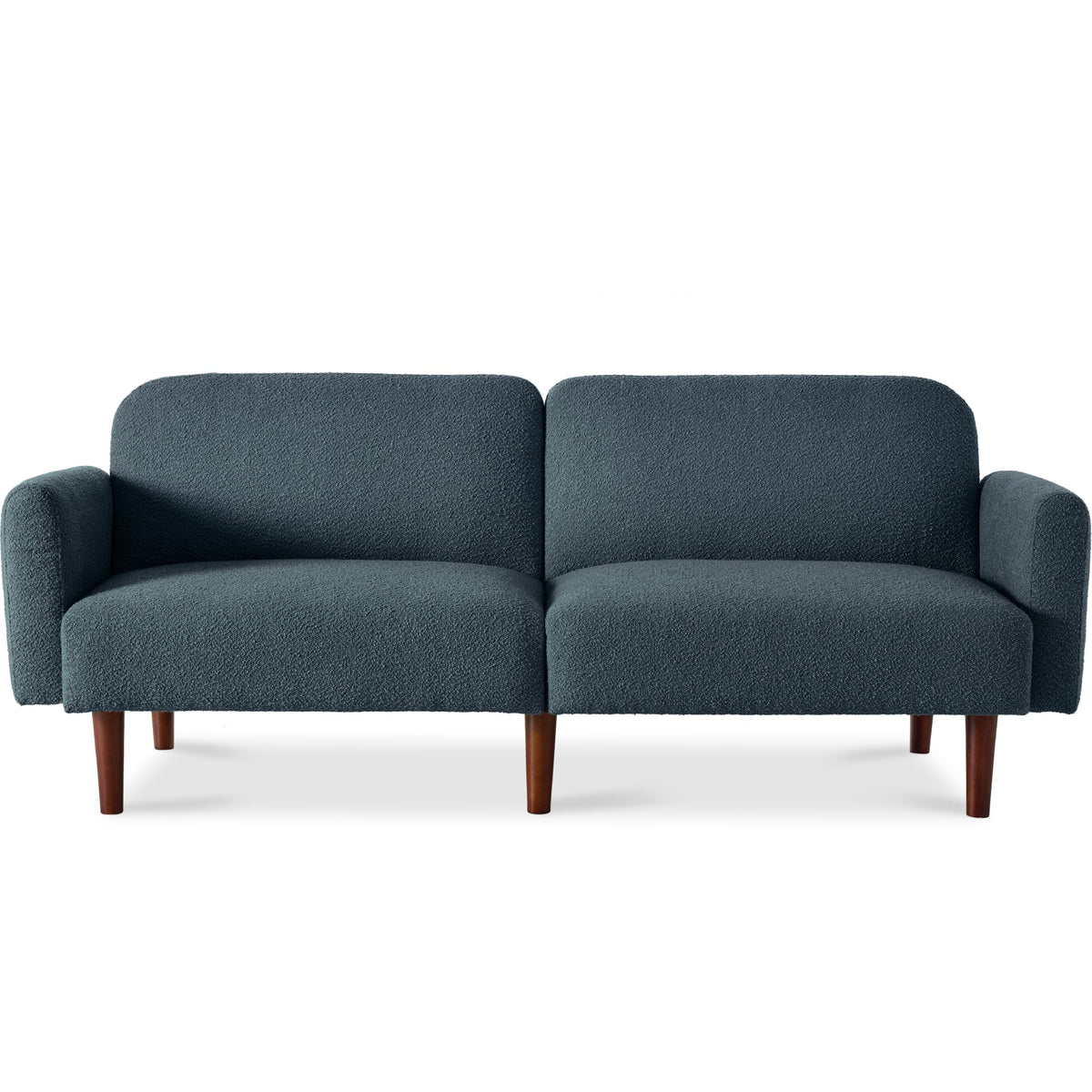 Curved Convertible Futon, Boucle Fabric Split-Back Sleeper Bed