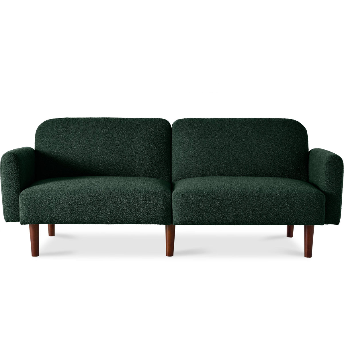 Curved Convertible Futon, Boucle Fabric Split-Back Sleeper Bed