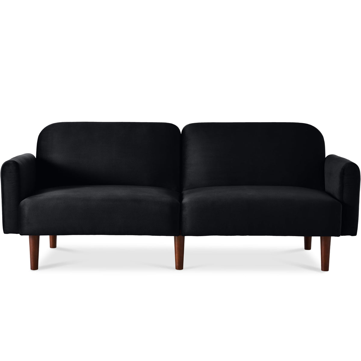 Curved Convertible Futon, Velvet Fabric Split-Back Sleeper Bed