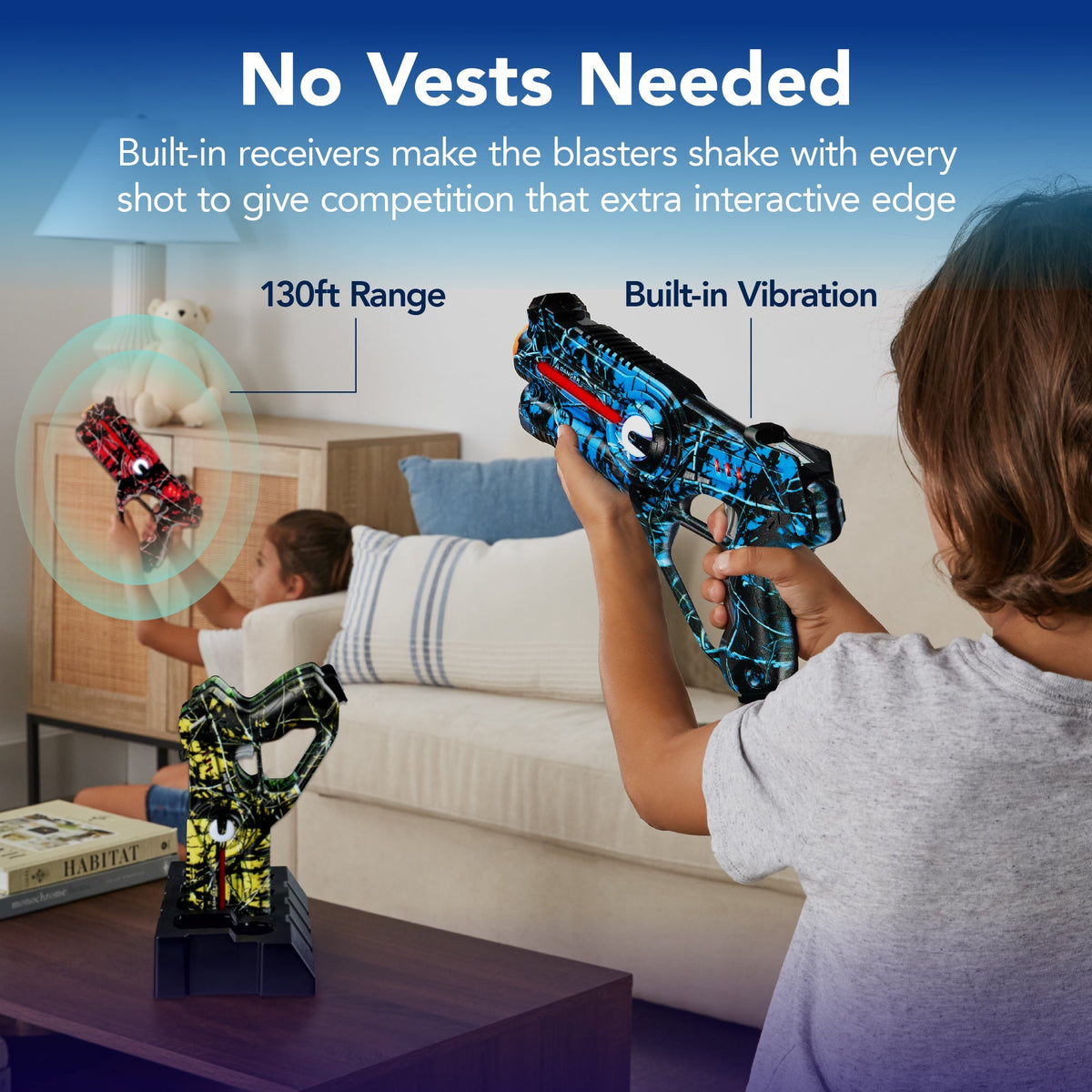 Set of 4 Rechargeable Laser Tag Blasters w/ Docking Station, No Vests Needed