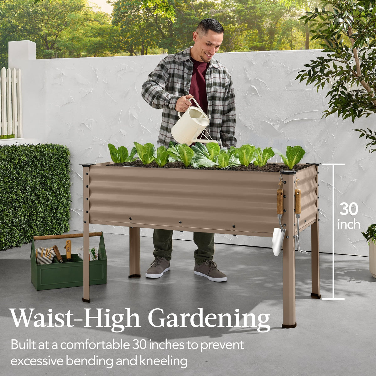 Elevated Galvanized Metal Garden Bed w/ Corner Protectors - 48x24x30in