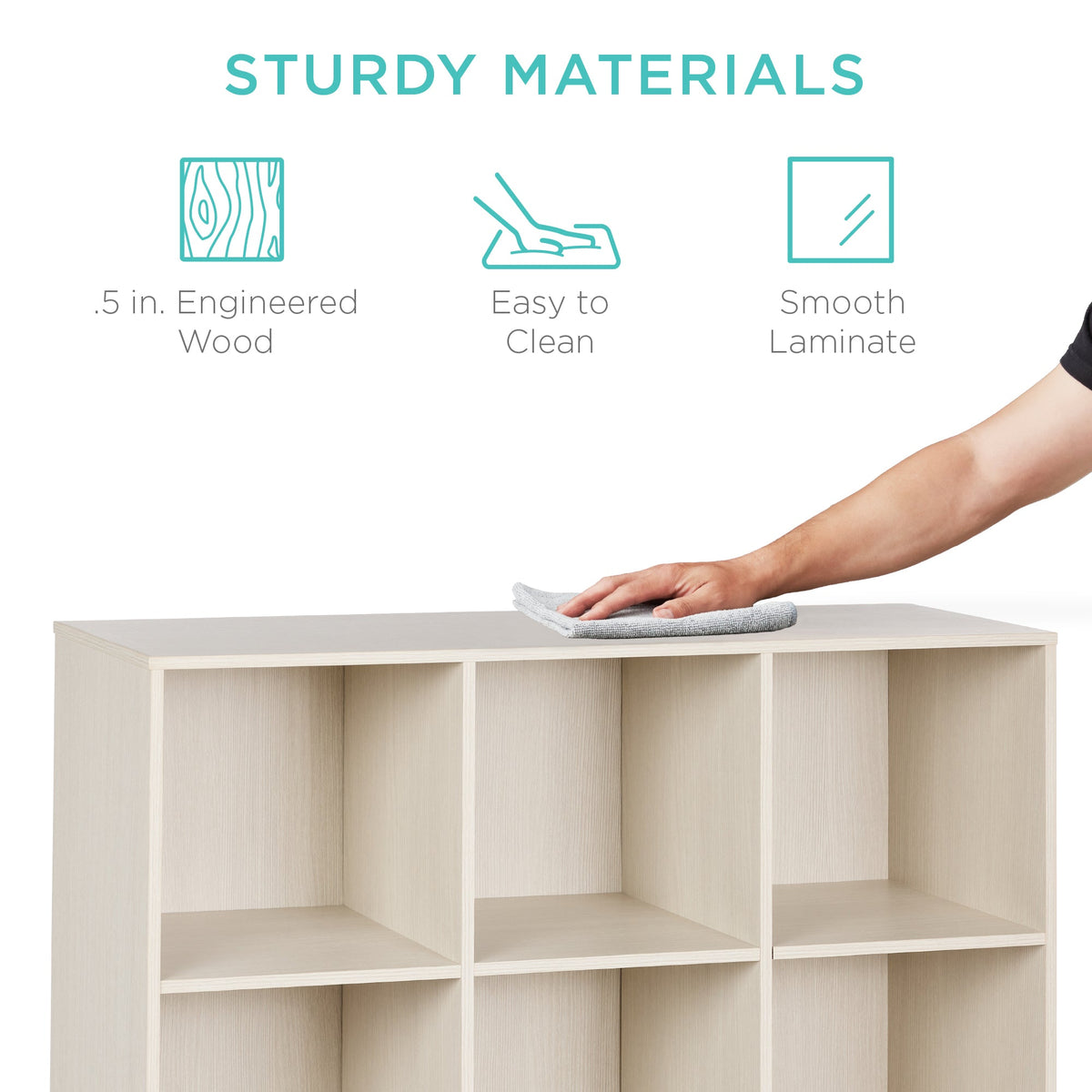 9-Cube Bookshelf Storage Display w/ 3 Removable Panels, Customizable Design