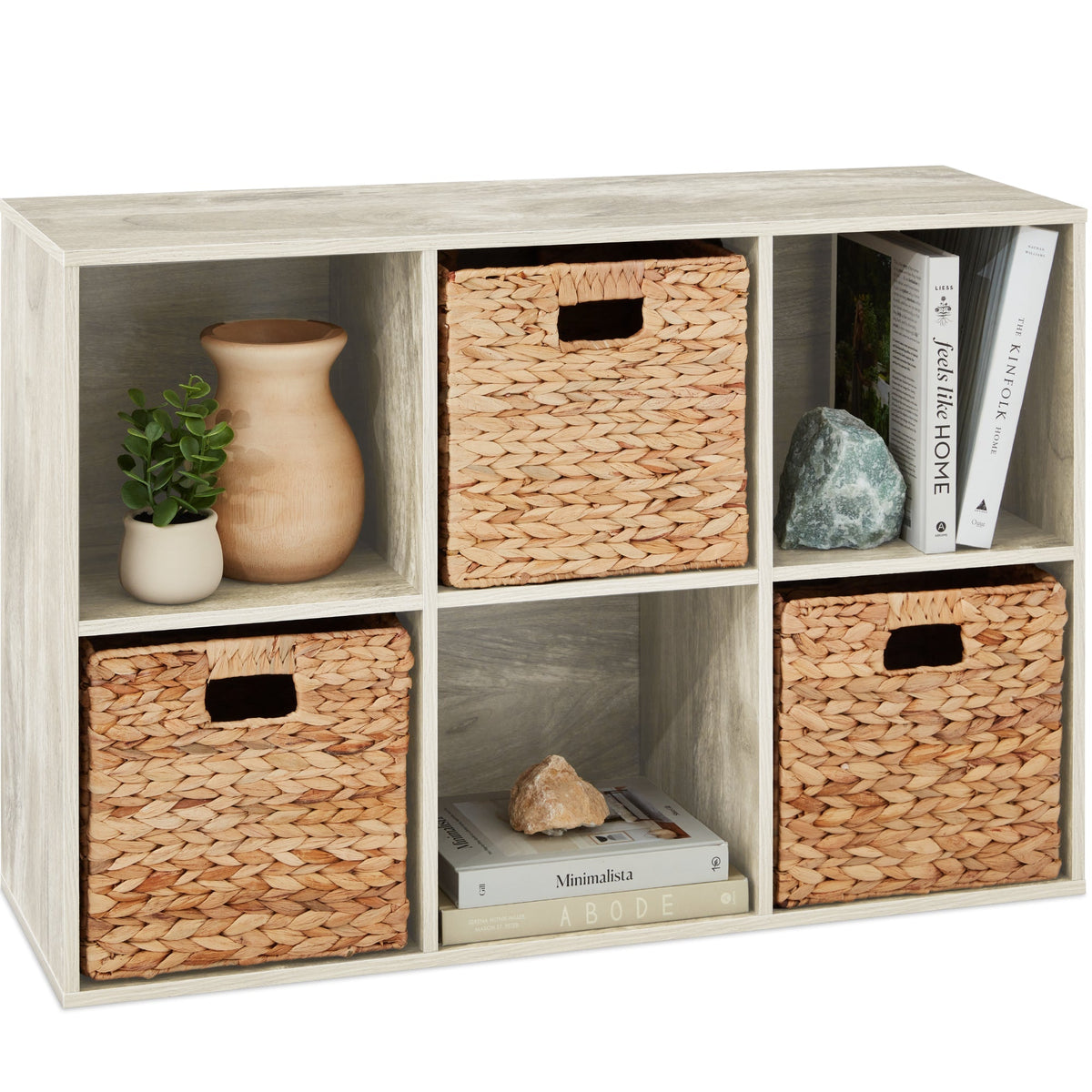 6-Cube Bookshelf, 13.5in Storage Display w/ Removable Panels, Customizable