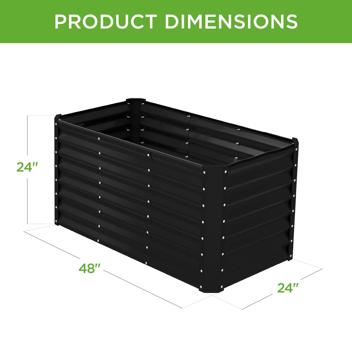 Outdoor Raised Metal Garden Bed for Vegetables, Flowers, Herbs - 4x2x2ft