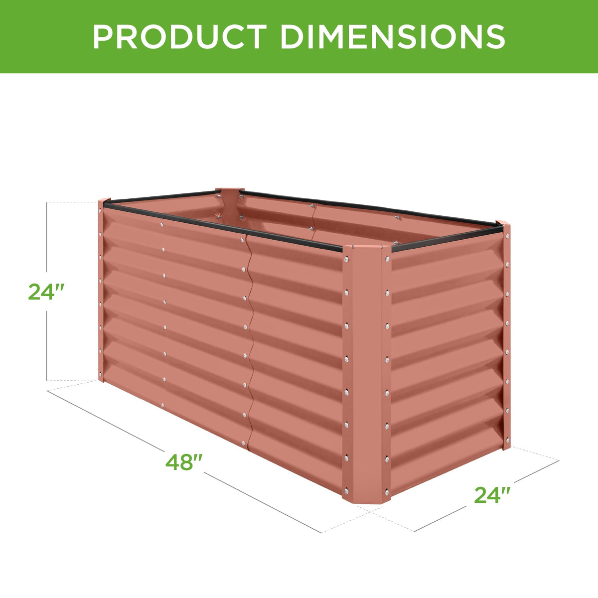 Outdoor Raised Metal Garden Bed for Vegetables, Flowers, Herbs - 4x2x2ft