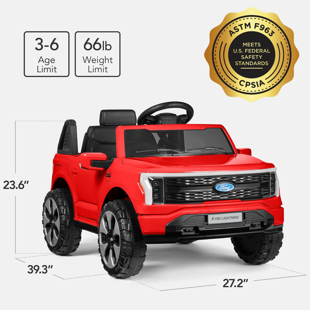 12V Kids Ride On Car Officially Licensed Ford Lightning w/ Remote, 2 Speeds
