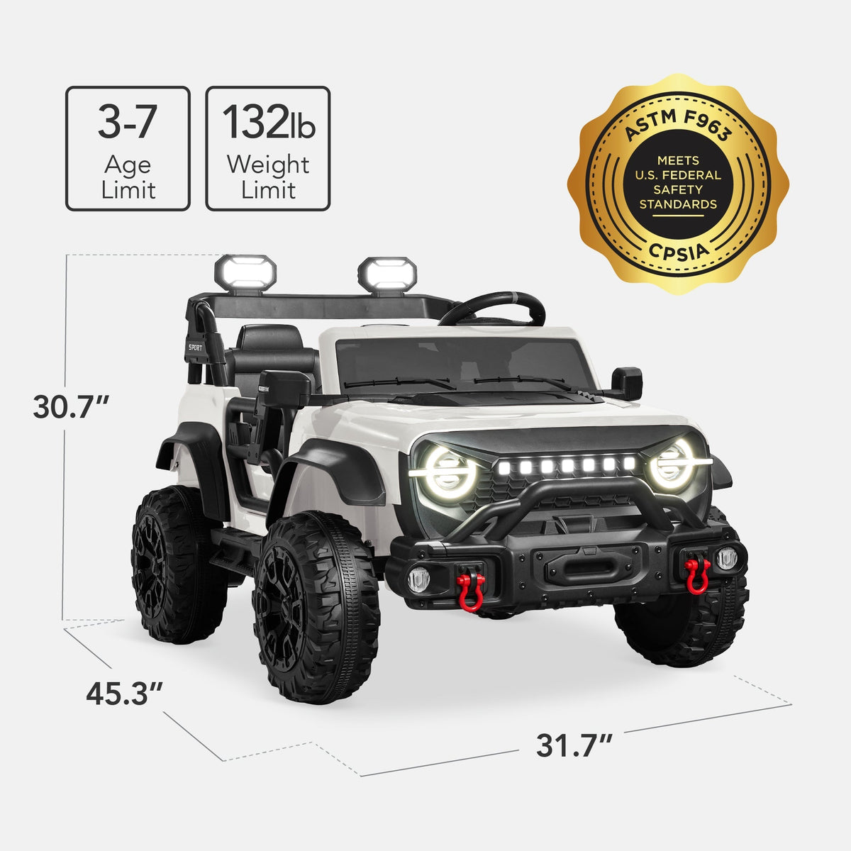 24V 2-Seater Electric Ride-On Car Truck w/ Parent Control, Bluetooth