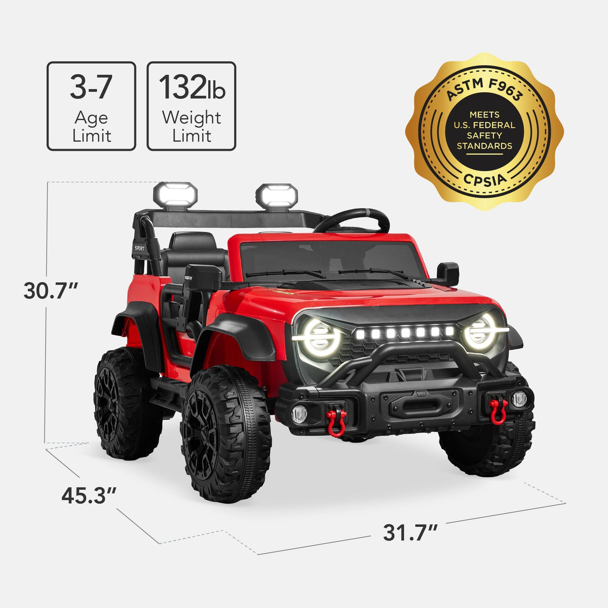 24V 2-Seater Electric Ride-On Car Truck w/ Parent Control, Bluetooth