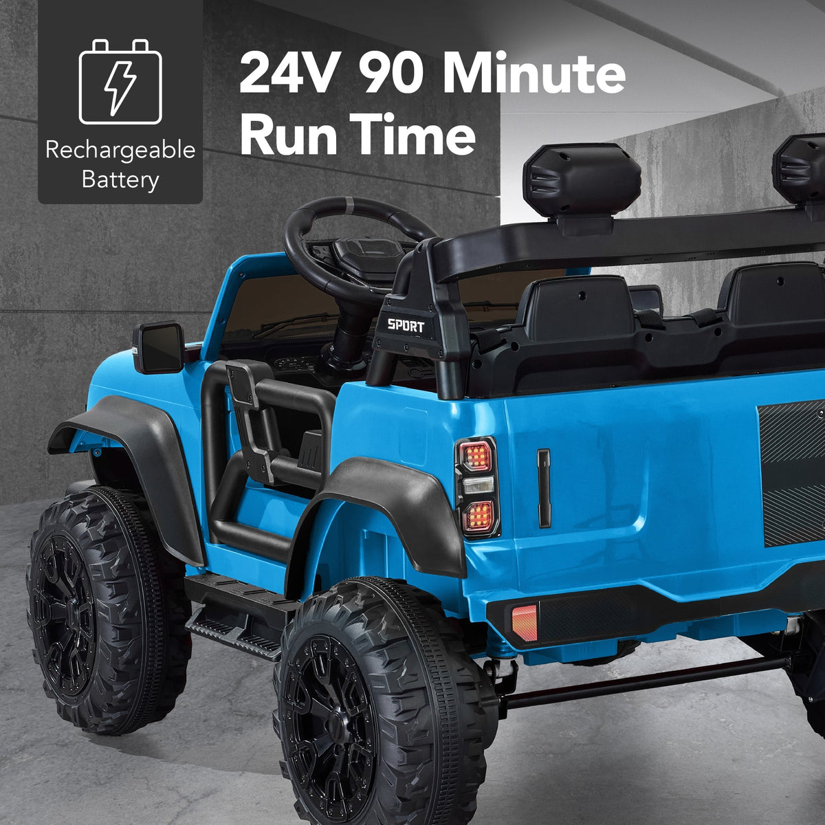 24V 2-Seater Electric Ride-On Car Truck w/ Parent Control, Bluetooth