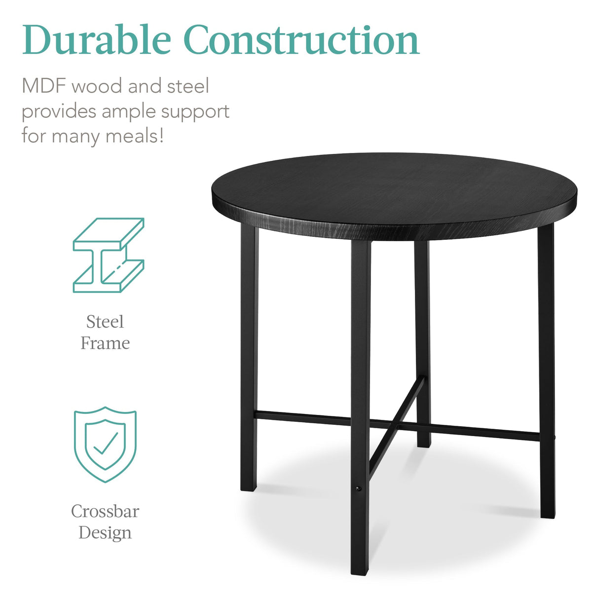 5-Piece Modern Round Counter Height Dining Set w/ 4 Chairs