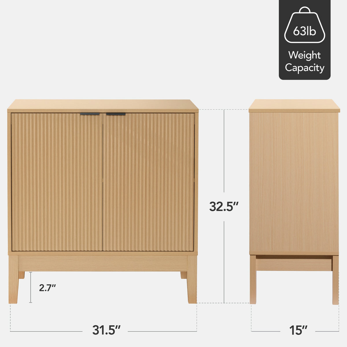 2-Door Reeded Storage Cabinet, Accent Furniture, Sideboard