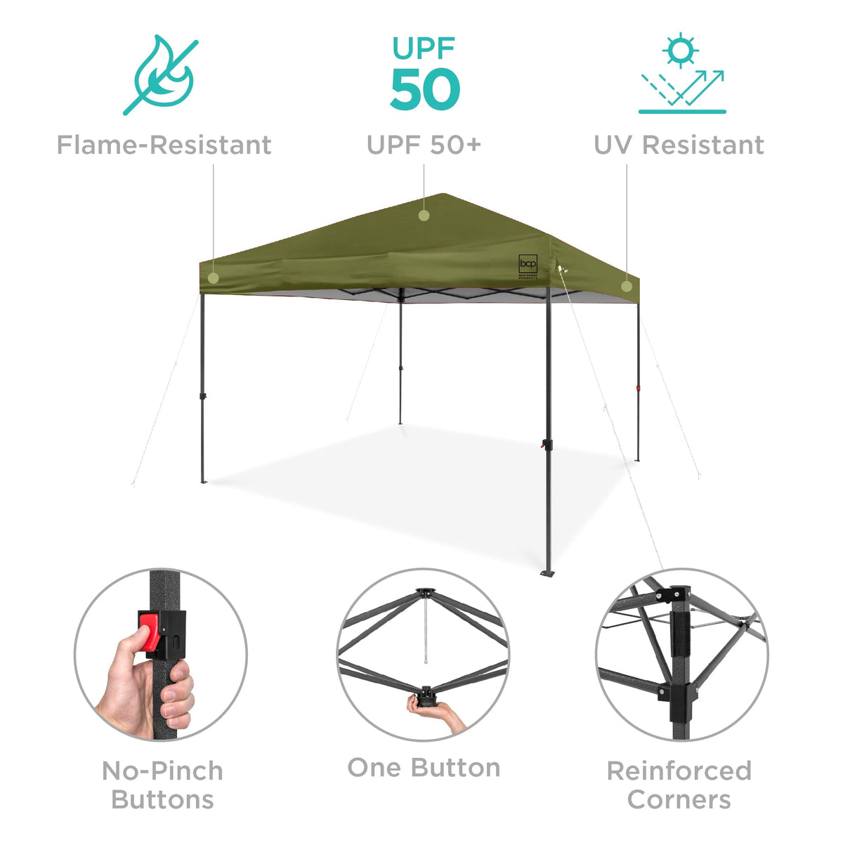 One-Person Setup Instant Pop Up Canopy w/ Case, 4 Weight Bags - 10x10ft